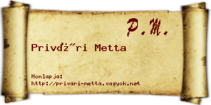 Privári Metta névjegykártya
